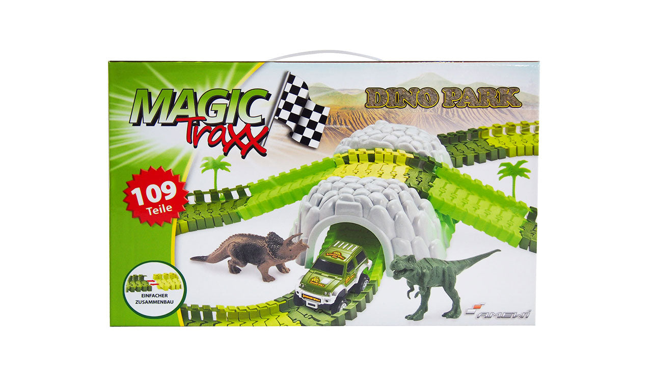 Magic Traxx Dino-Park, Mini Set With Tunnel 109-teilig