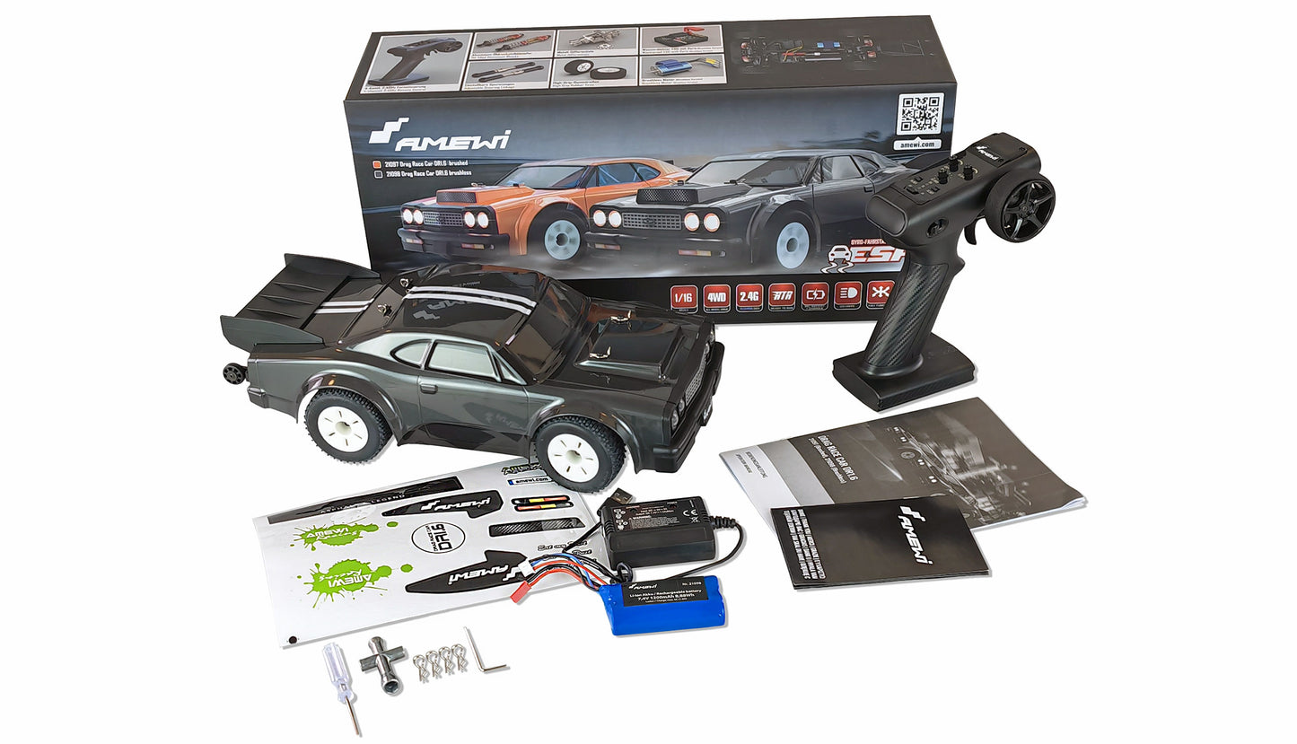 DR1.6 Drag Racer Brushless 4WD 1:16 RTR dunkelgrau