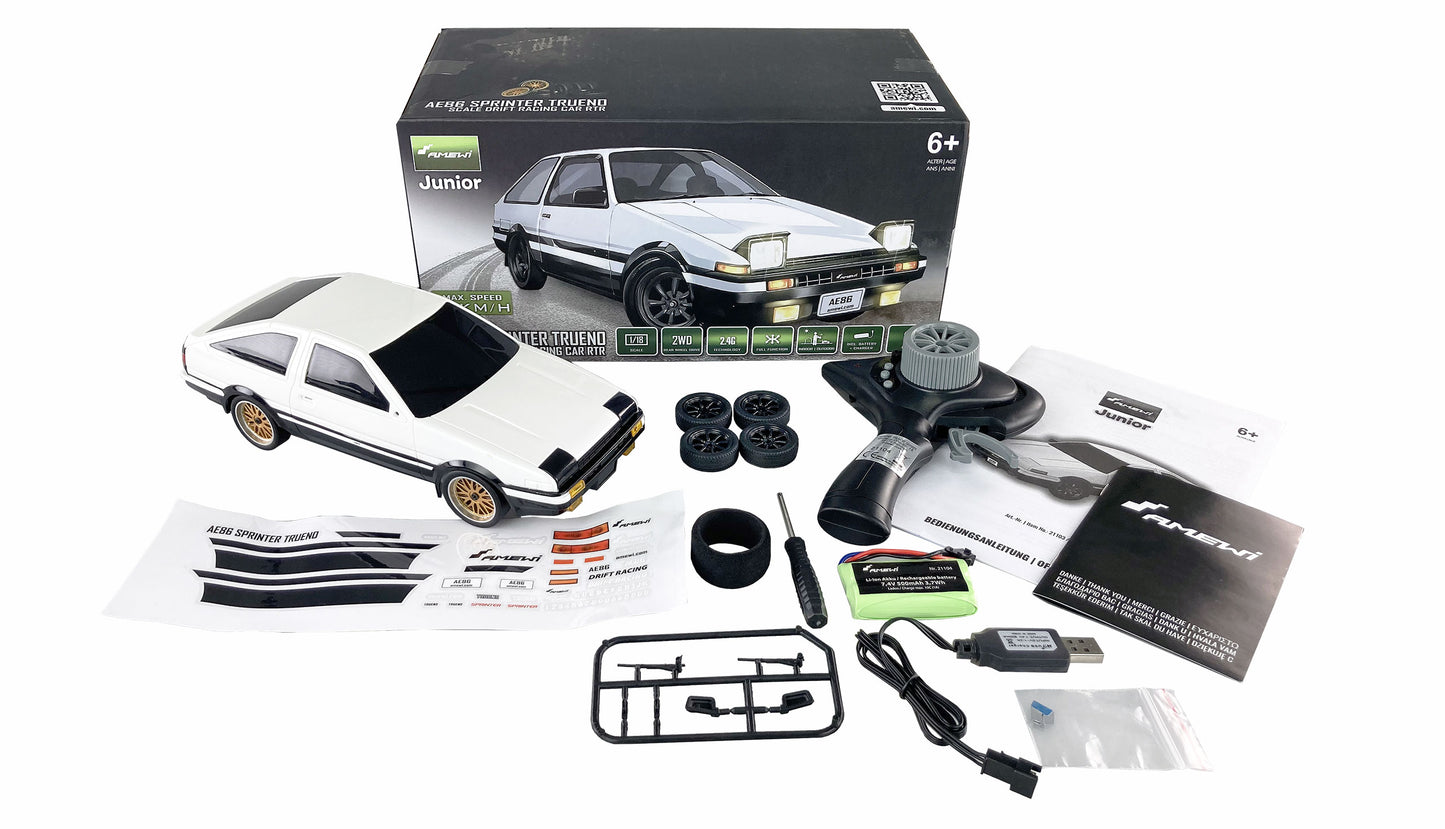 AE86 Sprinter Trueno Scale Drift Racing Car 1:18 RTR White