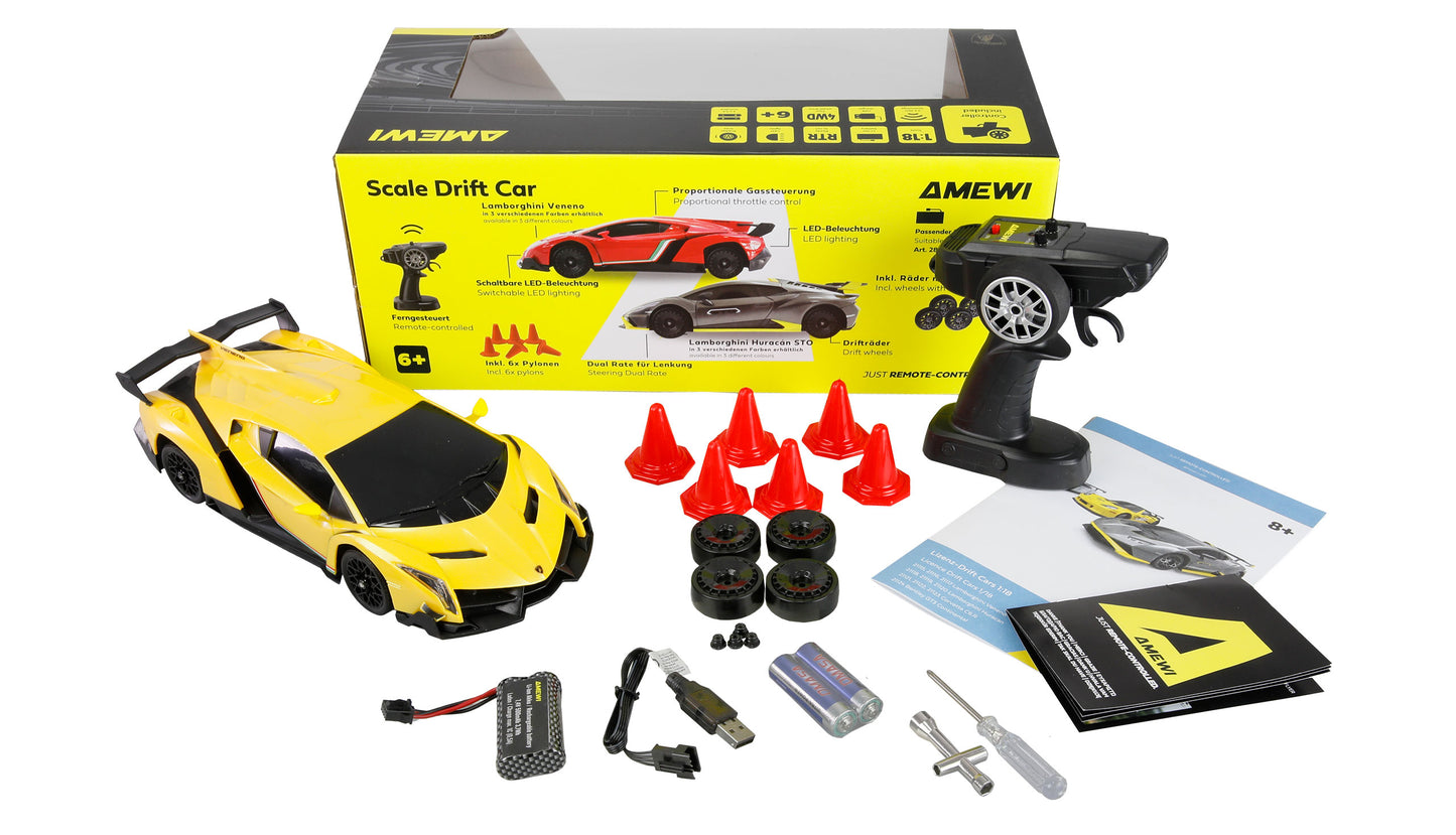 Lamborghini Veneno Drift Car 1:18 RTR Yellow