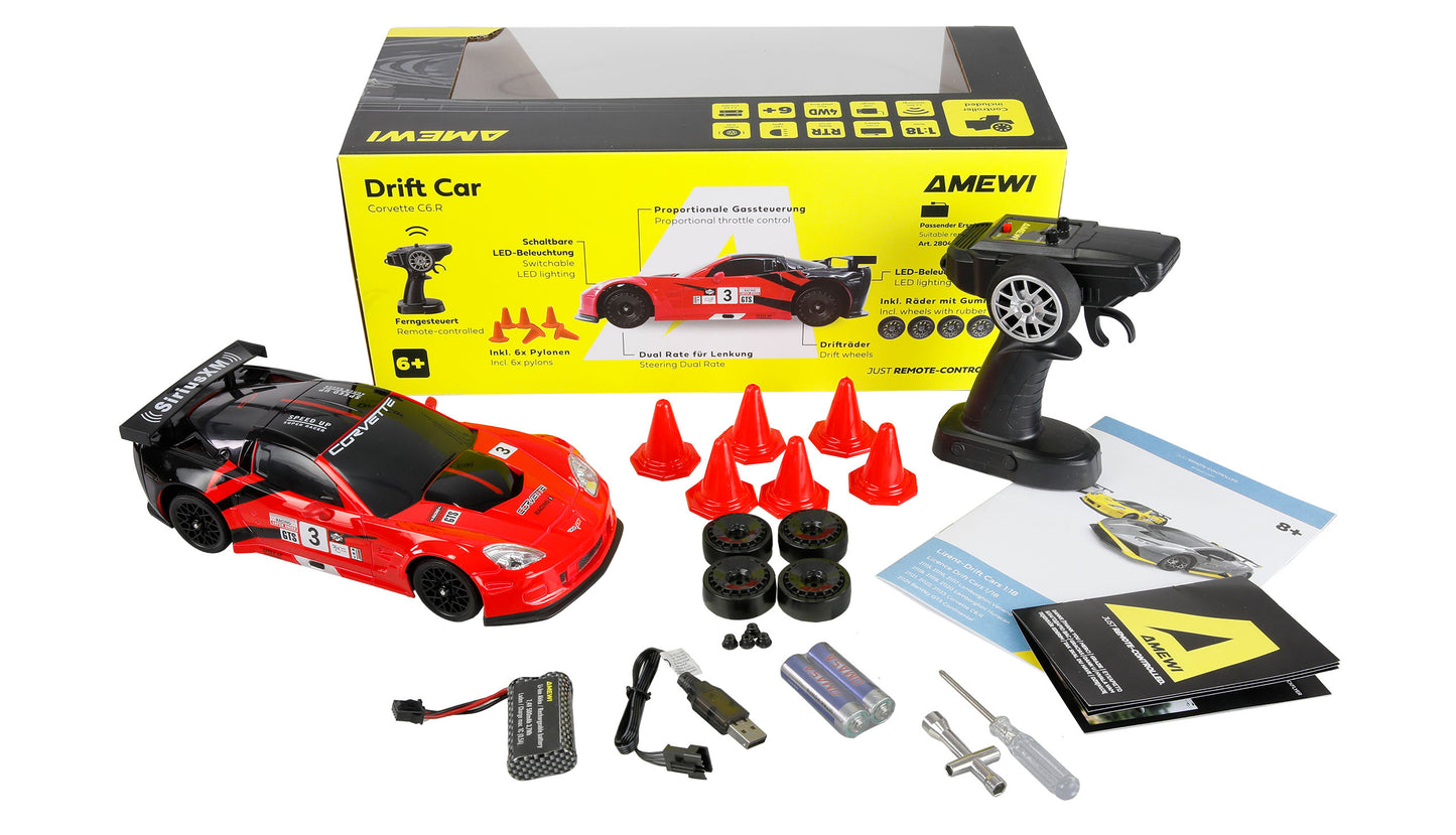 Corvette C6.R Drift Car 1:18 RTR Red