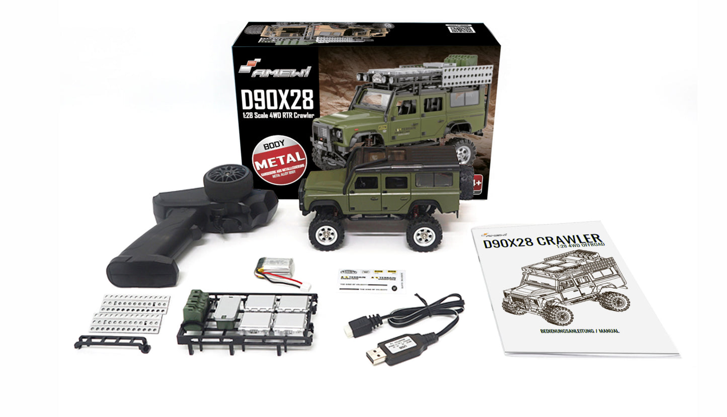 D90X28 Metal Scale Crawler 4WD 1:28 RTR Green