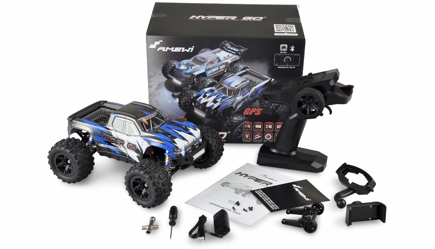 Hyper GO Monstertruck Brushed 4WD With GPS 1:16 RTR Blue