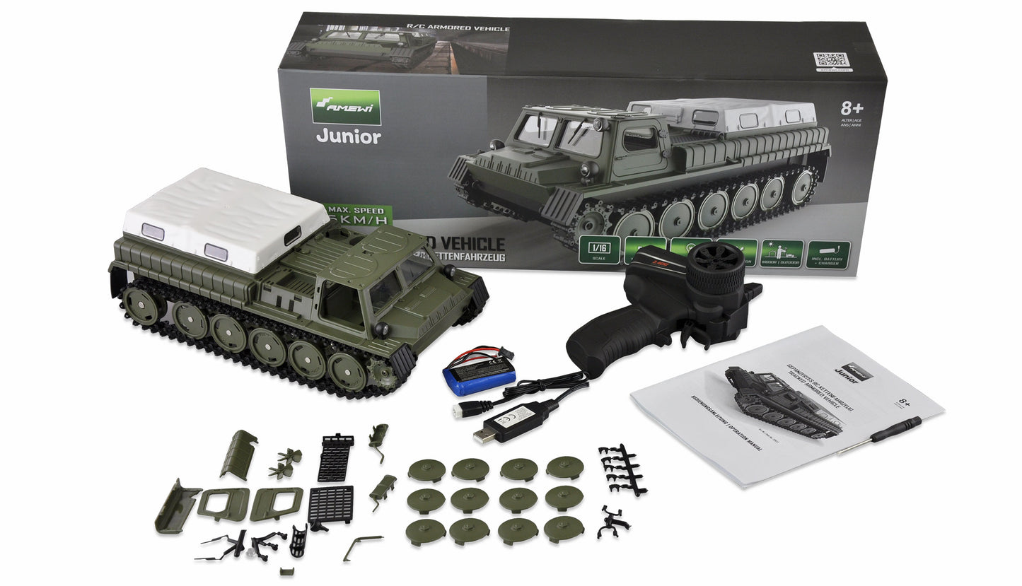 Gepanzertes RC Kettenfahrzeug 1:16 RTR olivgrün/White