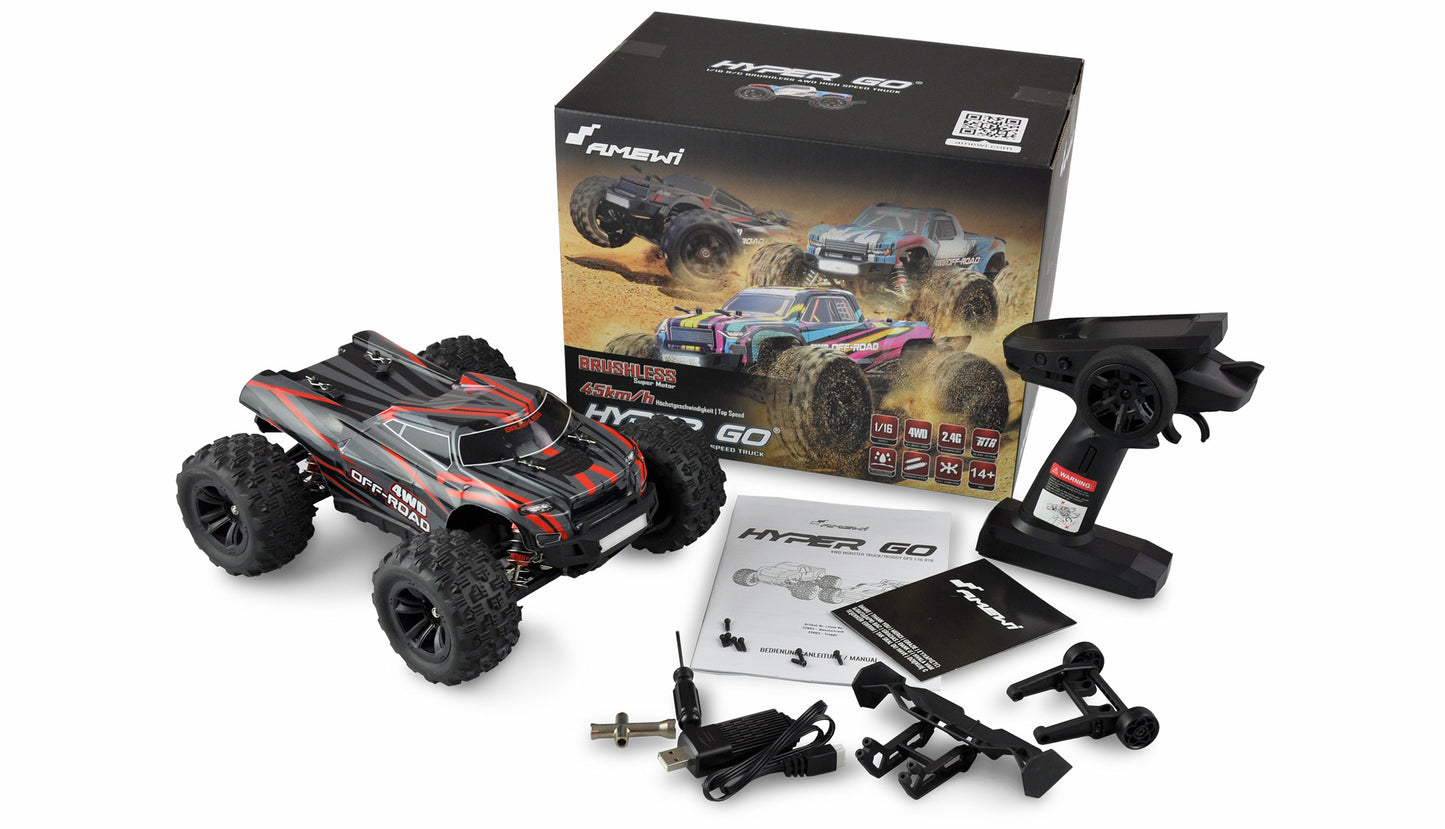 Hyper GO Truggy Brushless 4WD 1:16 RTR Black/Red