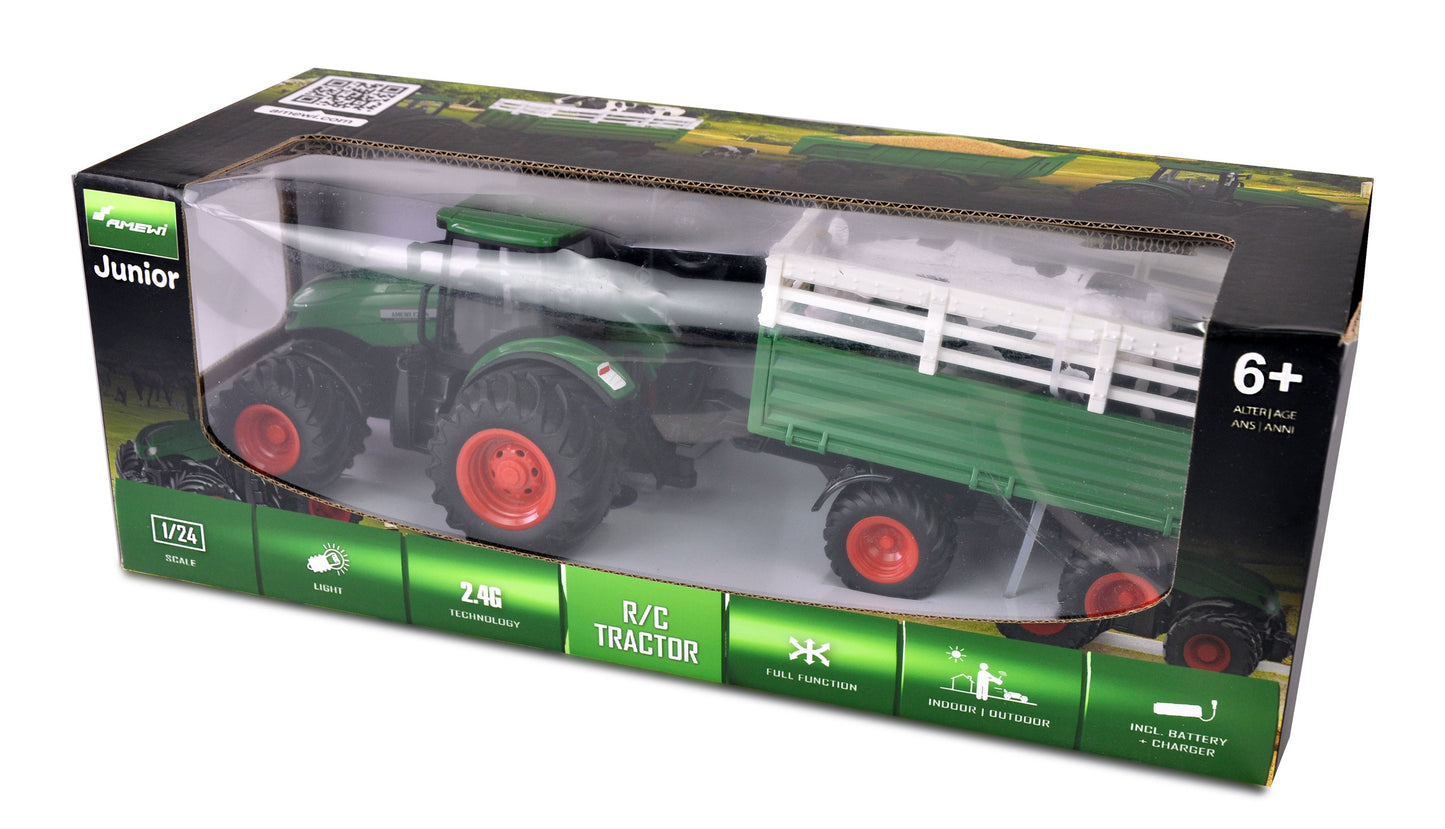 RC-Traktor With Viehtransporter 1:24 RTR Green