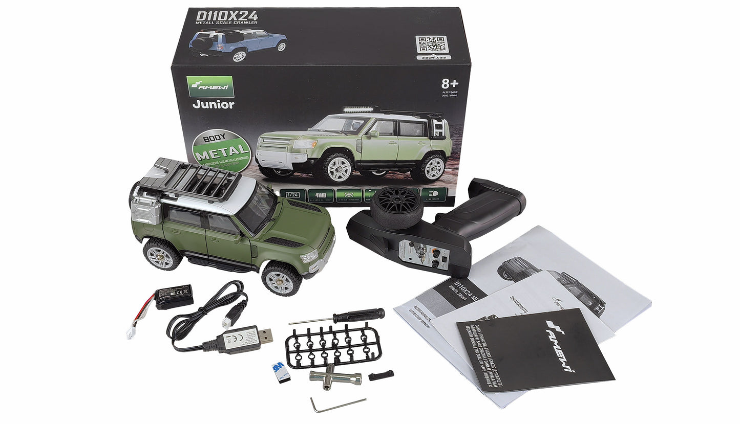 D110X24 Metal Scale Crawler 4WD 1:24 RTR Green