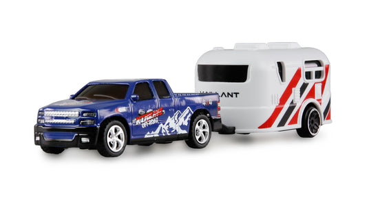 RC Pickup Die Cast With Wohnwagenanhänger 1:64 RTR Blue