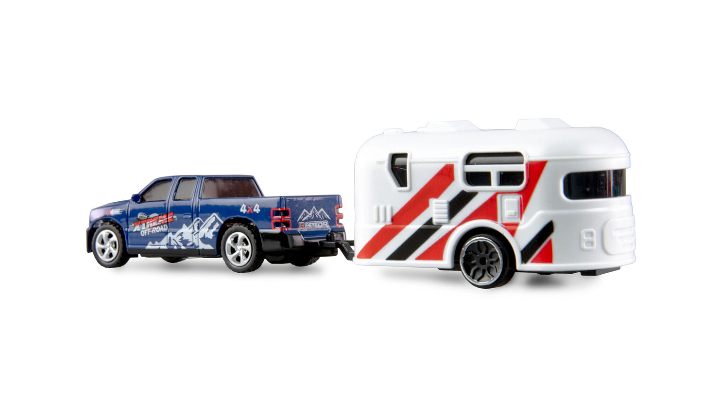 RC Pickup Die Cast With Wohnwagenanhänger 1:64 RTR Blue