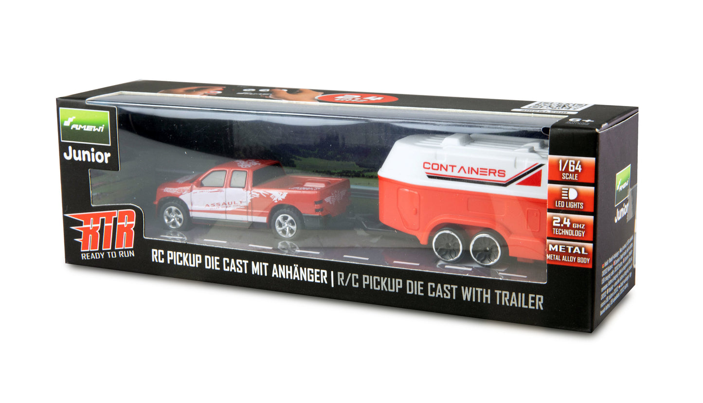 RC Pickup Die Cast With Pferdeanhänger 1:64 RTR Red