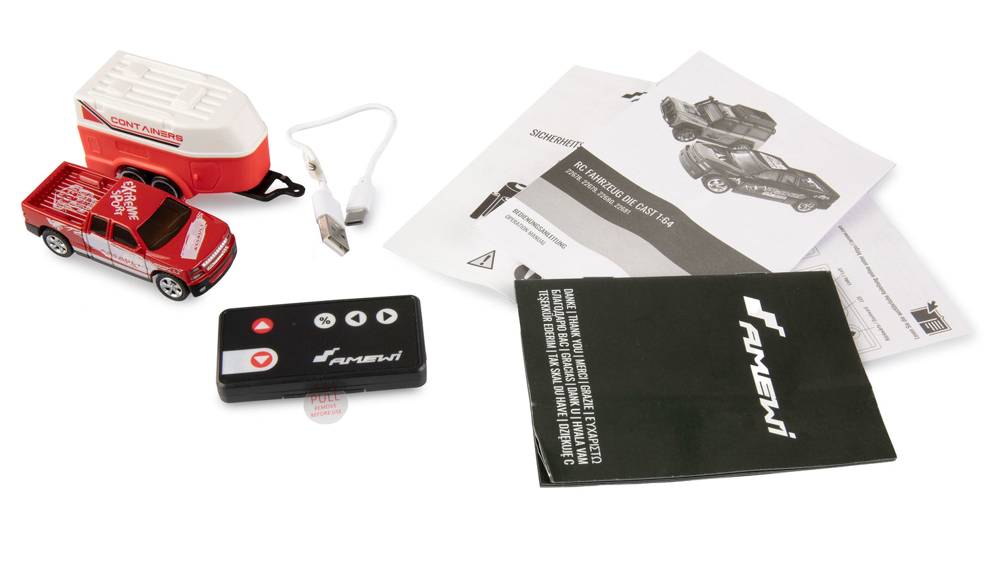 RC Pickup Die Cast With Pferdeanhänger 1:64 RTR Red