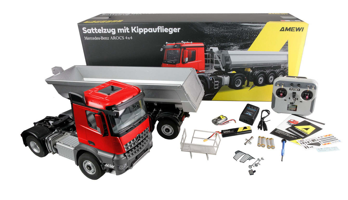 Mercedes-Benz Arocs Sattelzug With Kippauflieger 4x4 1:14 RTR Red