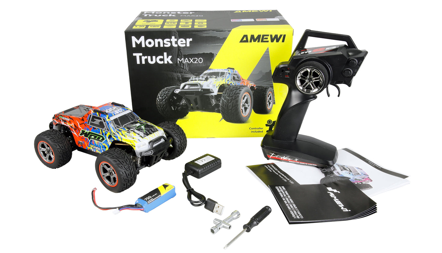 MAX20 Monstertruck Brushed 4WD 1:20 RTR Blue/Orange