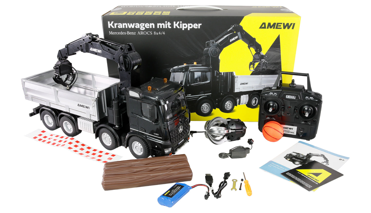 Mercedes-Benz Arocs Kranwagen With Kipper 8x4/4 4WD 1:18 RTR