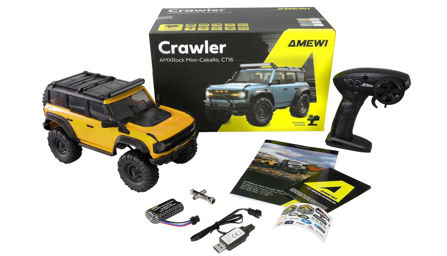 AMXRock Mini-Caballo Scale Crawler 4WD 1:16 RTR Yellow