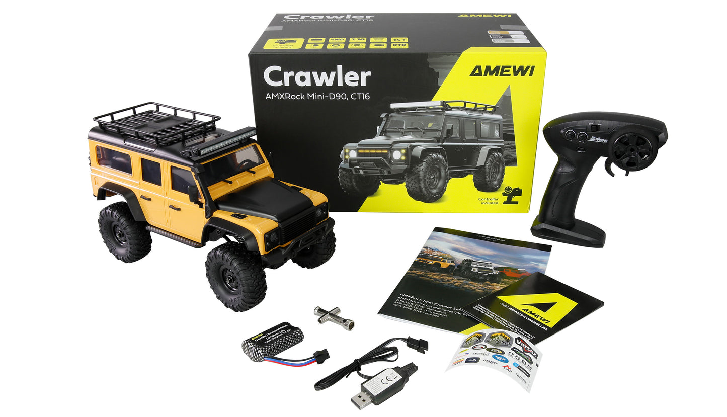 AMXRock Mini-D90 Scale Crawler 4WD 1:16 RTR Yellow