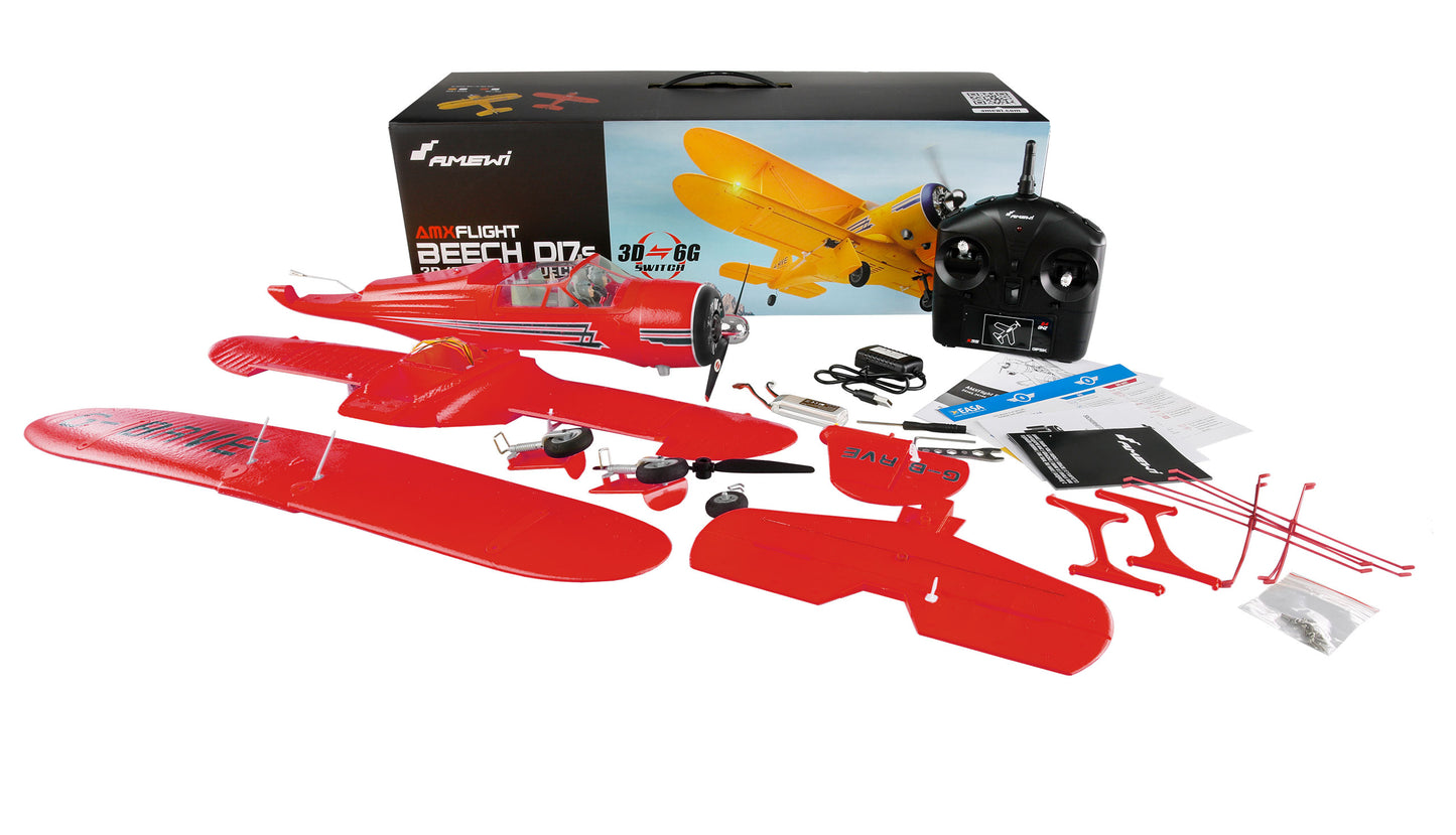 AMXFlight Beech D17s Doppeldecker 3D/6G RTF Red