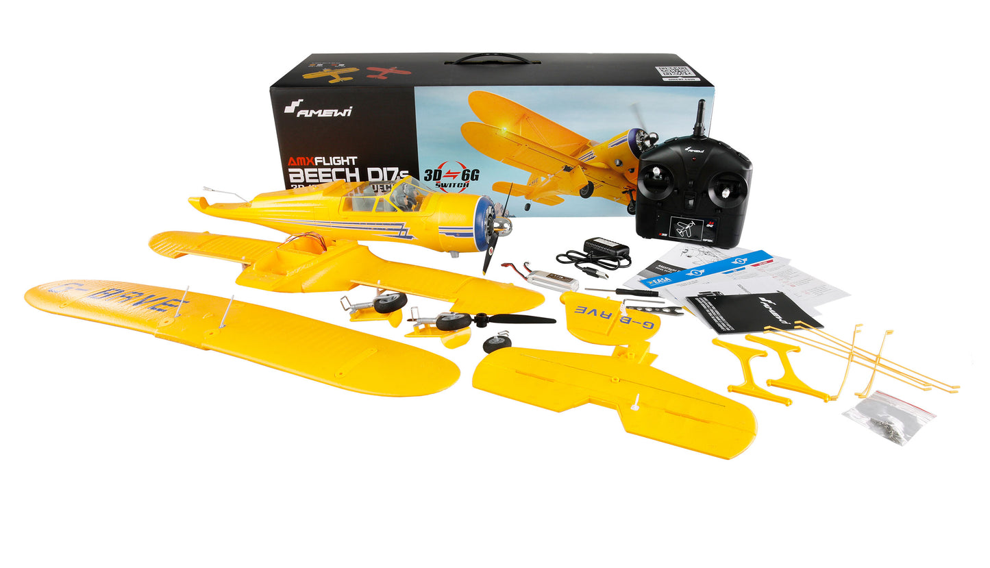 AMXFlight Beech D17s Doppeldecker 3D/6G RTF Yellow