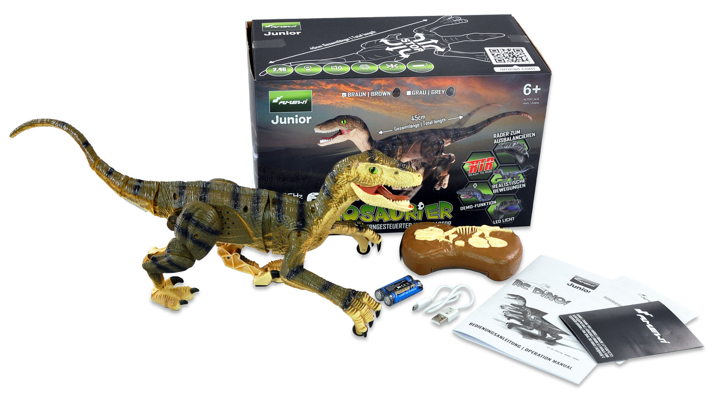 Velociraptor RC Dinosaurier 45cm, RTR braun