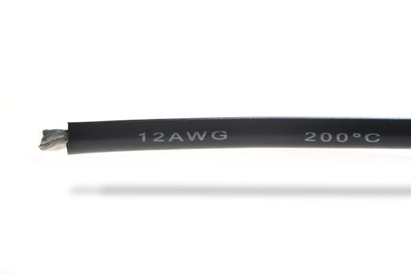 12AWG (3,58mm²) silicone wire, black - 1m