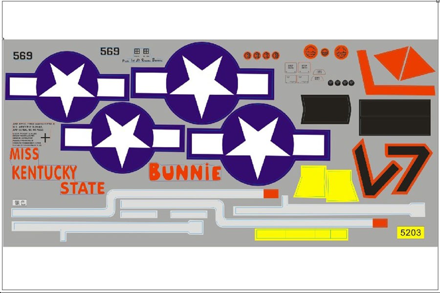 1700mm P51 red Tail - Stickers