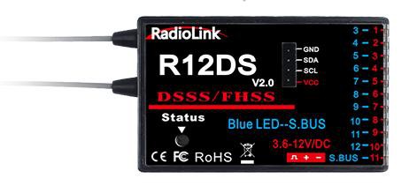 R12DS 2.4Ghz 12-Ch Receiver (DSSS + FHSS)