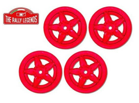 DISC.. Lancia Stratos Rims Set 5 spokes red (4)
