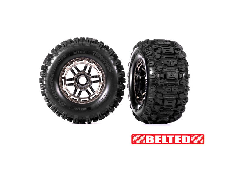Traxxas Sledgehammer All-Terrain Assembled Glued Tires (Black-Chrome, 2pcs)