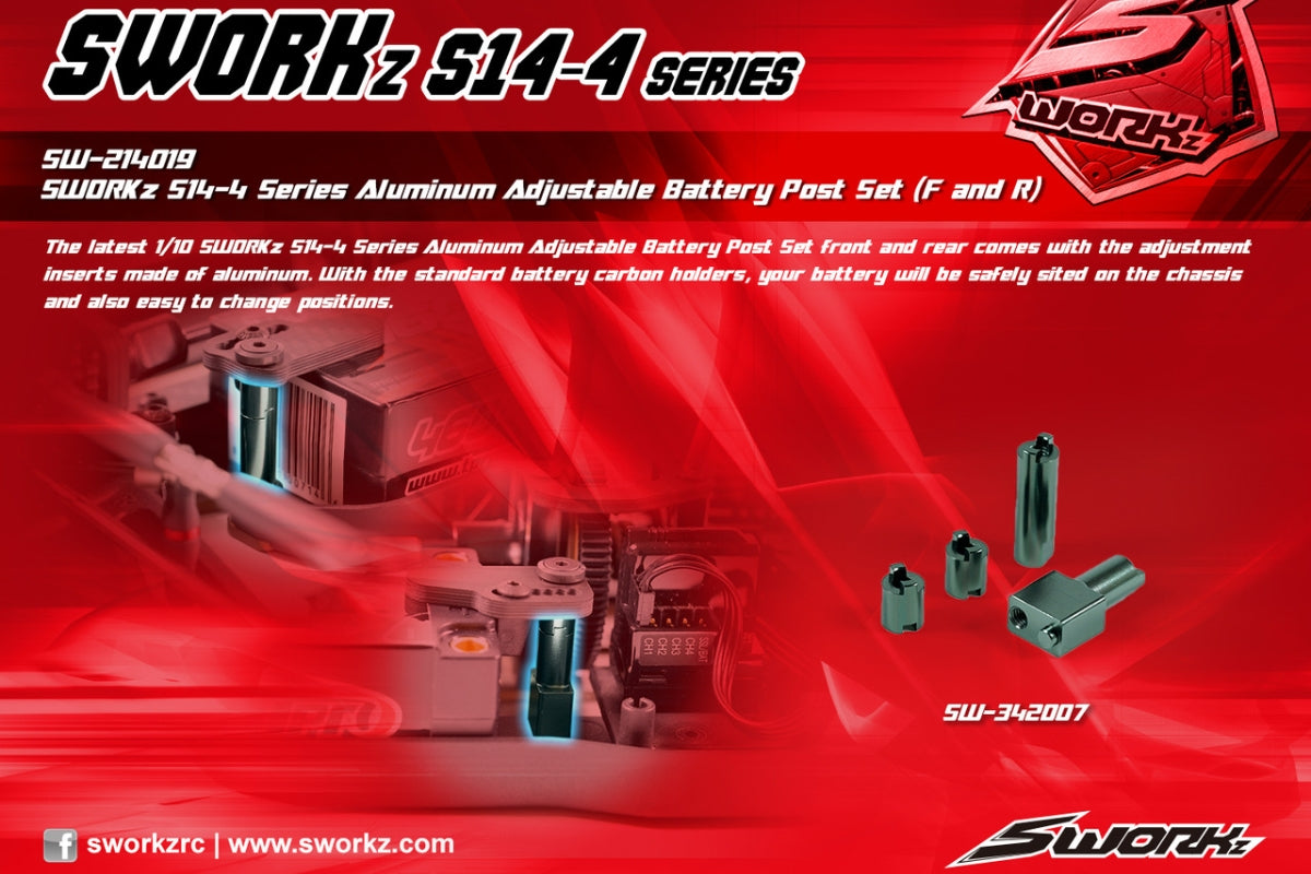 SWORKz Aluminum Adjust Battery Post Set F&R
