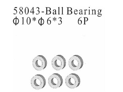 58043 Ball Bearings 6x10x3mm 6 Stück