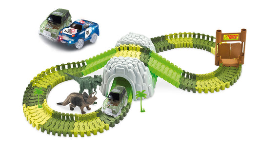 Magic Traxx Dino-Park With Tunnel 374-teilig,Mega Set