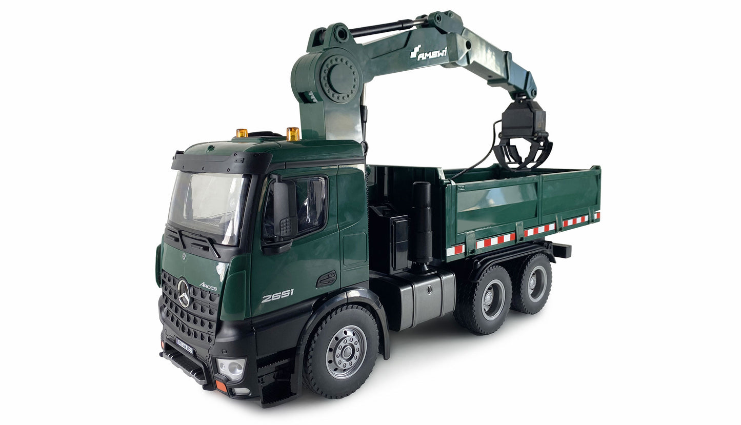 Mercedes-Benz Arocs Lizenz Kranwagen With Kipper RTR Green