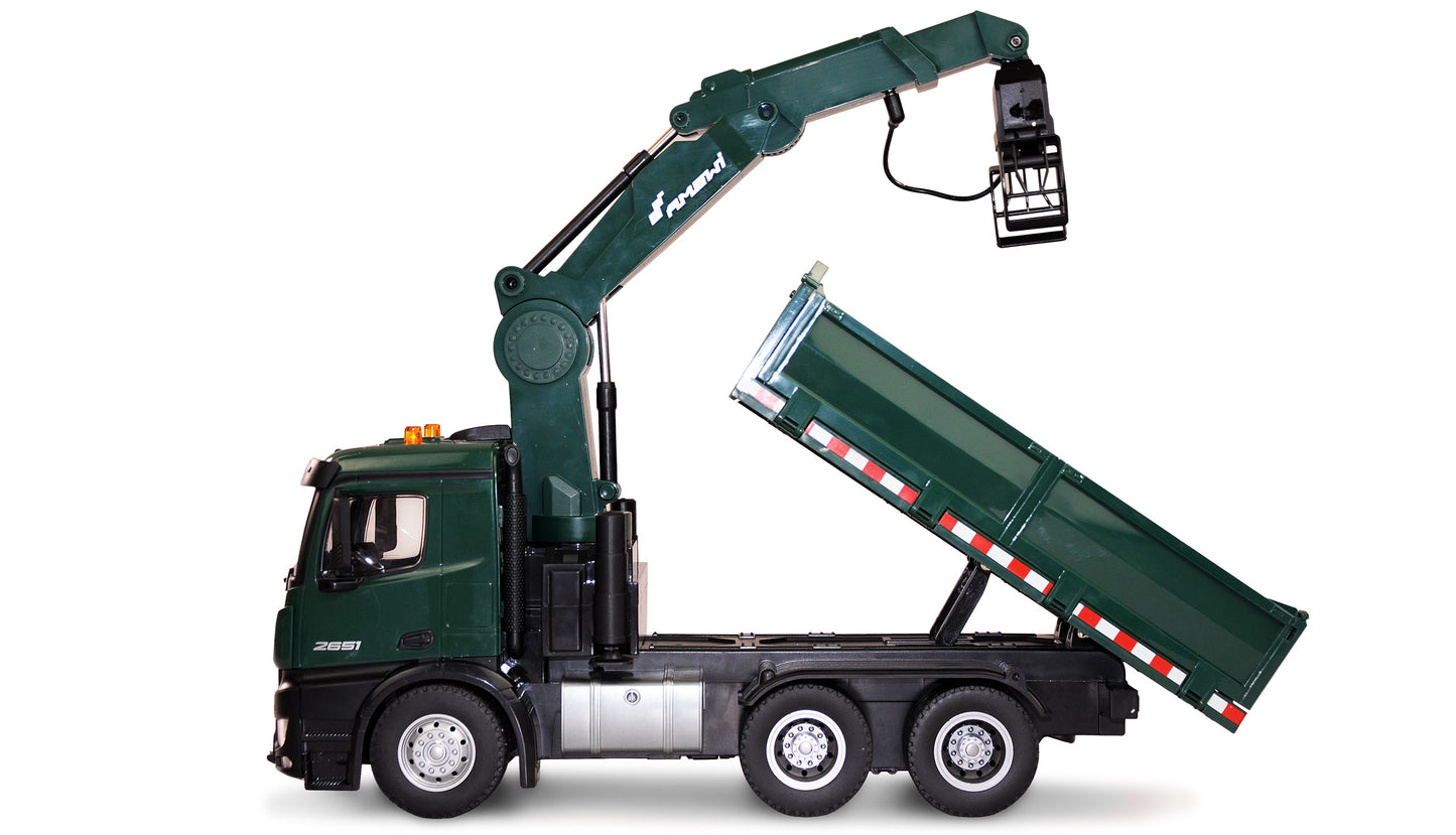 Mercedes-Benz Arocs Lizenz Kranwagen With Kipper RTR Green