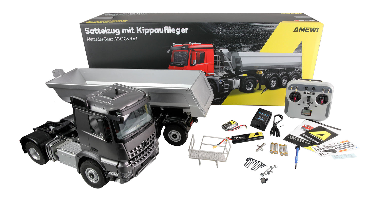 Mercedes-Benz Arocs Sattelzug With Kippauflieger 4x4 1:14 RTR anthrazit