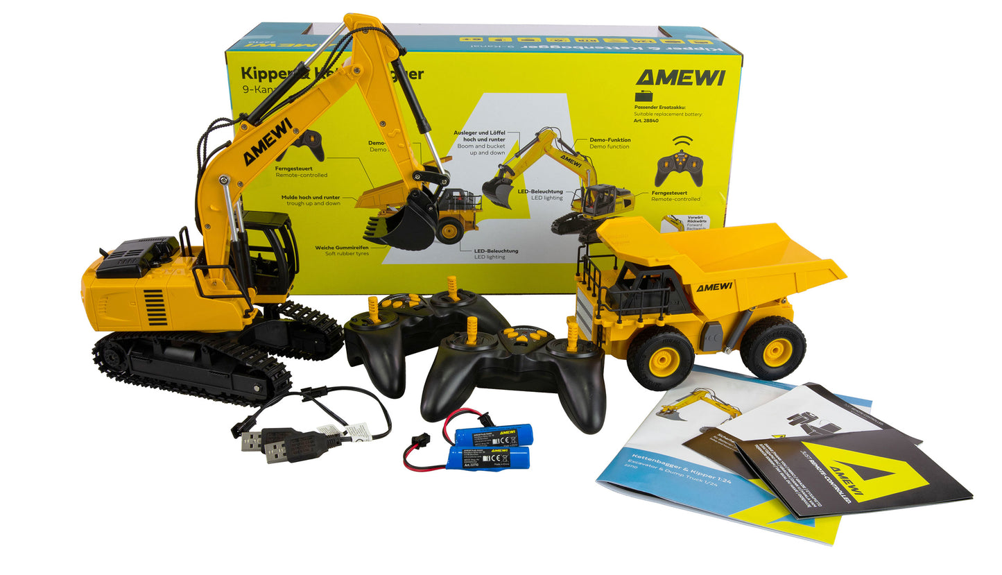 2-In-1 Set Kipper & Kettenbagger 9-Kanal 1:24 RTR