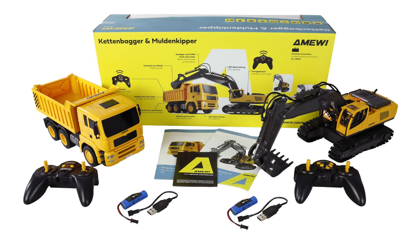 2-In-1 Set Kettenbagger & Muldenkipper 1:18 RTR
