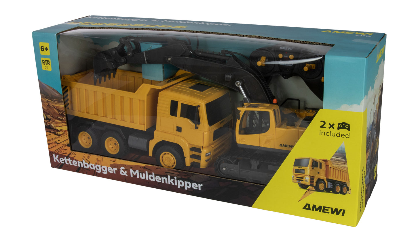2-In-1 Set Kettenbagger & Muldenkipper 1:18 RTR