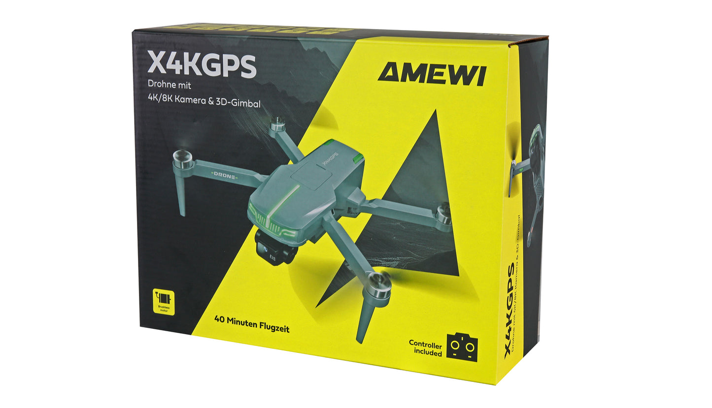 AMXFlight X4KGPS Brushless-Drohne With 3D-Gimbal & 4K Kamera inkl. 2 Akkus