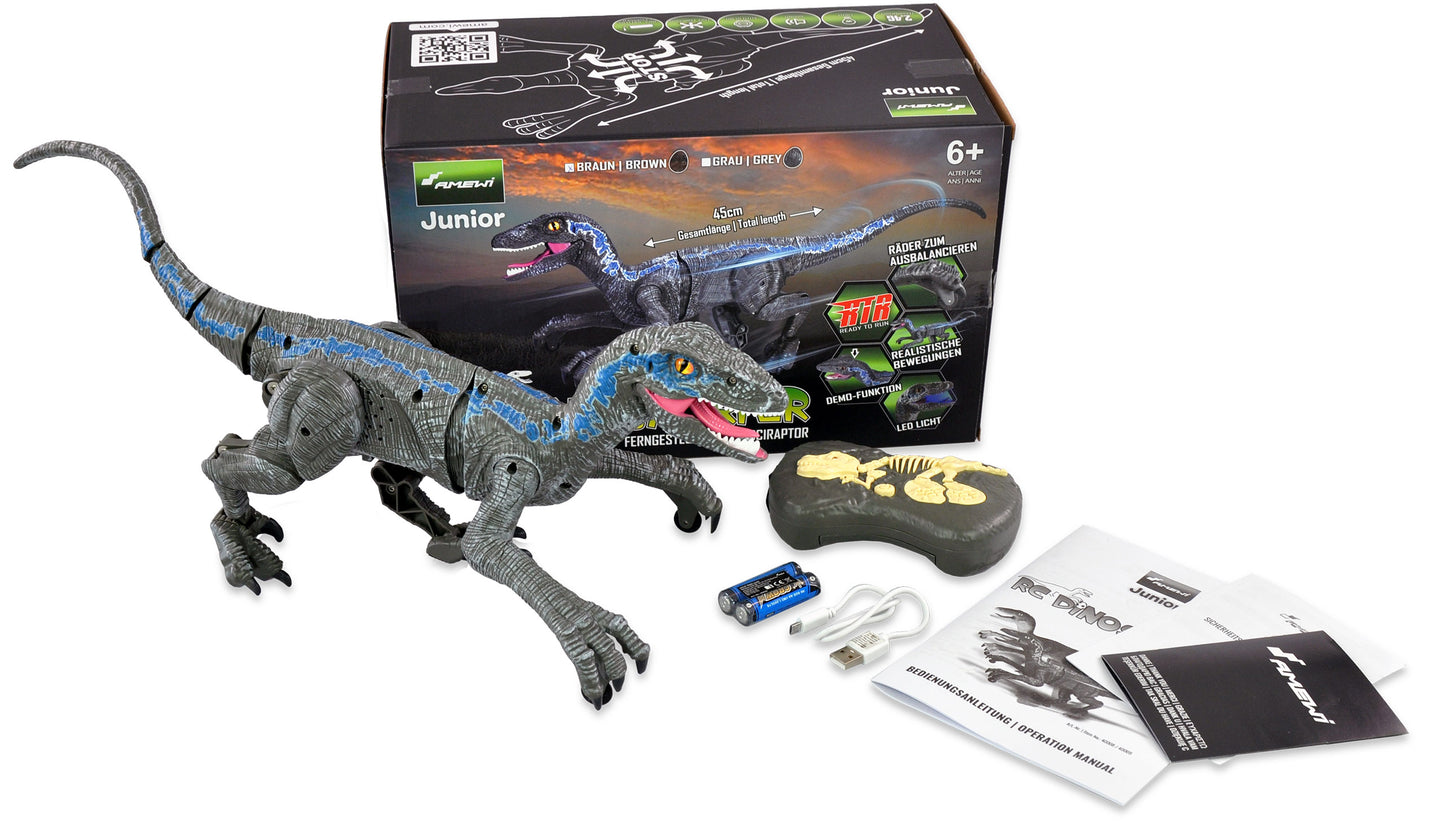 Velociraptor RC Dinosaurier 45cm, RTR Gray