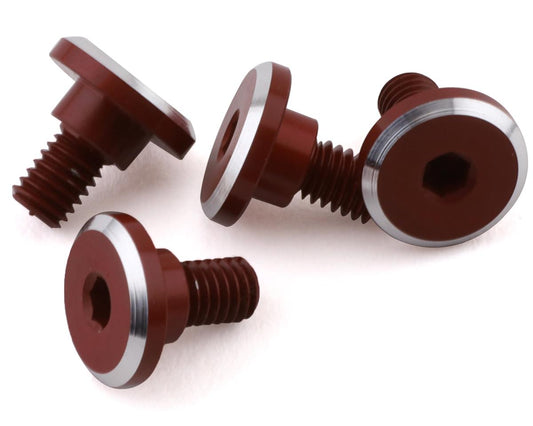 1up Racing Servo Mounting Screws - 4.2mm Neck M3x4mm Thread - Red w/Silver Chamfer (4pcs)