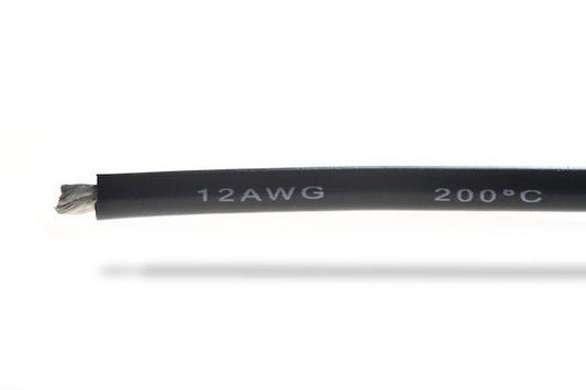 12AWG (3,58mm²) silicone wire, black - 1m