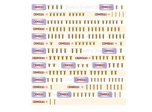 T-Work's Gold Plated Steel Screw Set for Sworkz S35-T2 (174pcs)